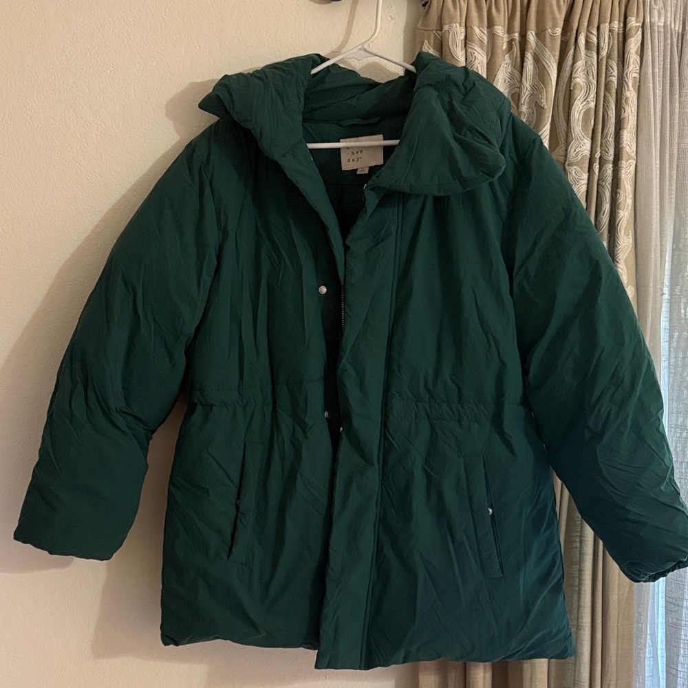 Women's Dark Green Puffer Coat - Brand: a new day - Size Large